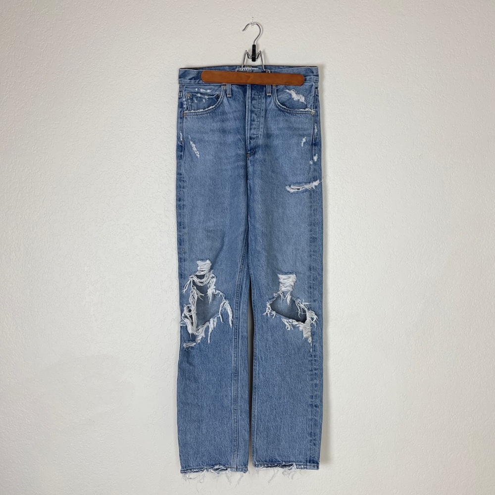 Agolde Light Blue Distressed Jeans - Picture 10 of 13